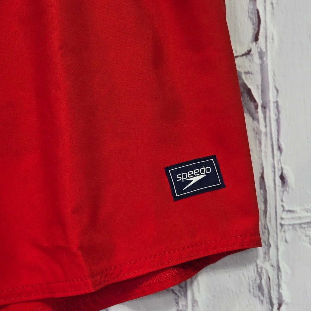 Speedo Mens XXL Swim Trunks Red Navy Blue Cargo Pocket Mesh Liner Board Shorts - Picture 2 of 11